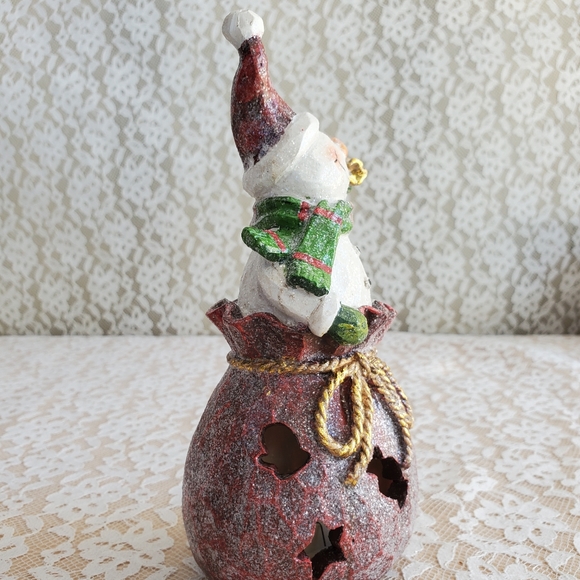 Glittery Light changing Snowman in red sack Home Interiors NEW - Picture 5 of 14